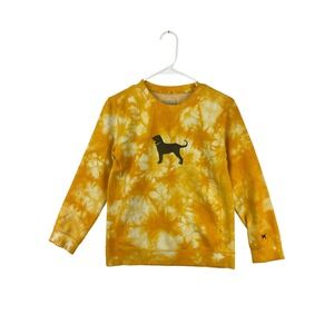 The Black Dog Yellow Tie-Dye Kids Crewneck Sweatshirt with Dog Logo